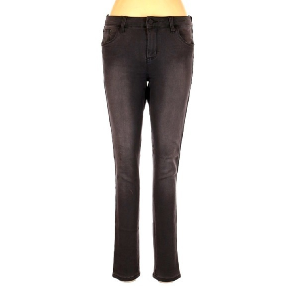 BP 29‎ black wash faux leather leg stripe higher rise distress skinny jean
